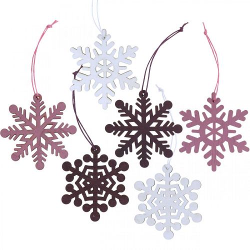 Article Décorations de sapin de Noël pendentif flocon de neige bois 8cm 36pcs