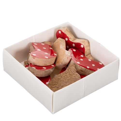 Suspenders en bois rouges à pois blancs 6 cm – Set de 8 pièces | Floristik24.fr