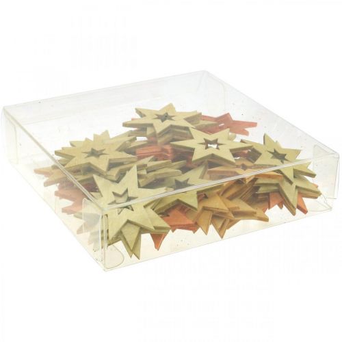 Floristik24 Décoration d'étoiles en bois Décoration de Noël Orange H4cm 72 pcs