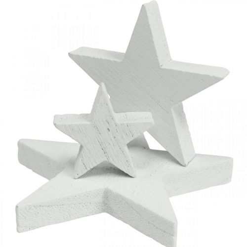 Floristik24 Décoration à parsemer étoiles en bois Noël blanc 2.5/4.5/6.5cm 29p