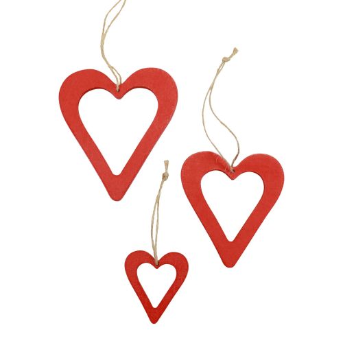Floristik24 Cintre décoratif coeurs en bois décoration en bois rouge 6/8/10/12cm 16 pcs