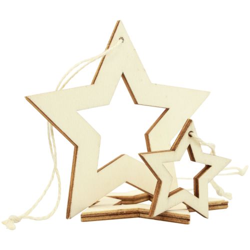 Article Étoiles en bois décoration décoration cintre étoile en bois naturel 6/8/10/12cm 16 pcs