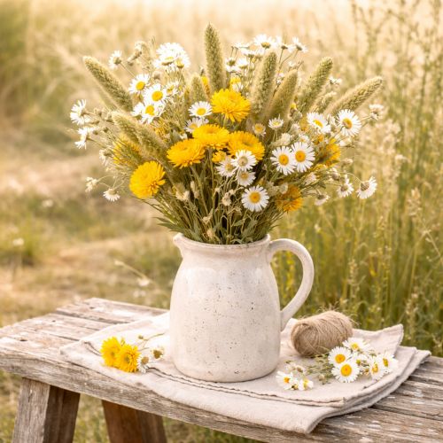 Article Bouquet de fleurs séchées d'immortelle jaune (Helichrysum), 100 g