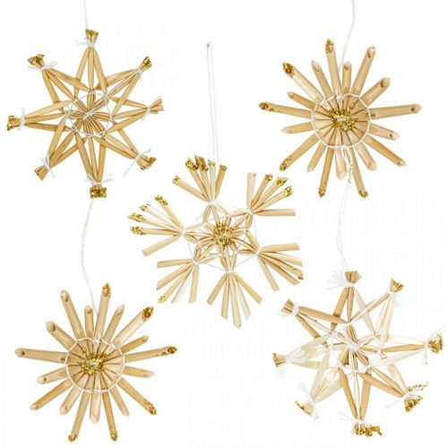 Floristik24 Paille Etoiles Paillettes Or Set Décorations de Noël Ø6cm 24pcs