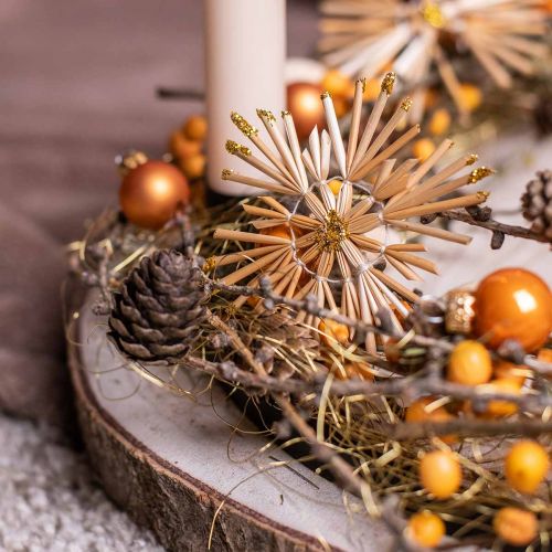 Article Set d&#39;étoiles en paille pailletées dorées décorations de Noël Ø8cm 24 pcs