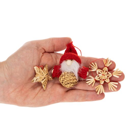 Ensemble de décorations de Noël en paille : figurines et étoiles, 6 cm, 30 pièces | Floristik24.fr