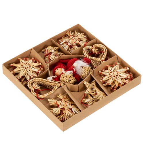 Ensemble de décorations de Noël en paille : figurines et étoiles, 6 cm, 30 pièces | Floristik24.fr