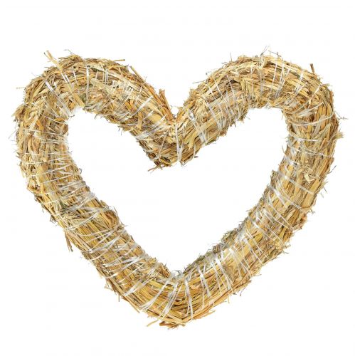 Floristik24 Coussin en paille coeur 33x34cm