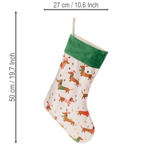 Chaussette de Noël à motif teckel, 50 cm | Floristik24.fr