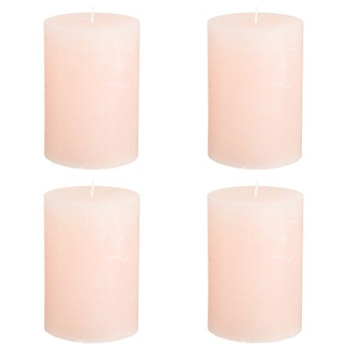 Article Stumpen bougies roses rose clair couleur unie 70×100mm 4 pcs