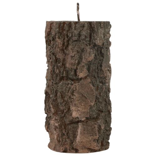 Floristik24 Bougie pilier tronc d&#39;arbre bougie décorative marron 130/65mm 1pc