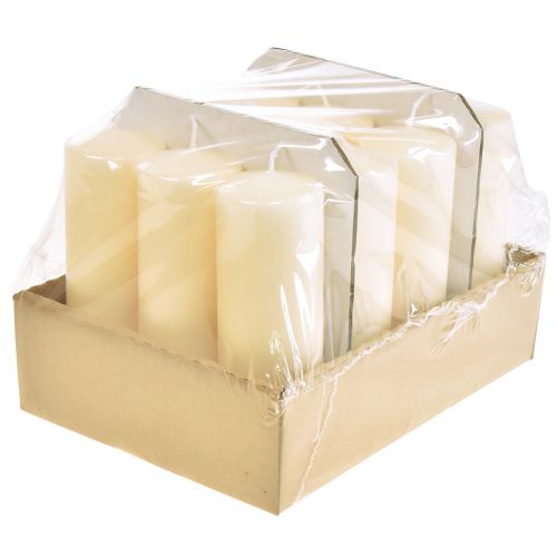 Article Bougies piliers bougies crème H145mm Ø50mm crème 12pcs