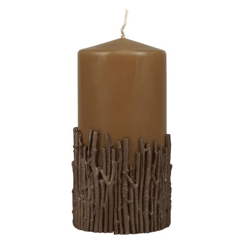 Floristik24 Bougie pilier branches décor bougie marron caramel 150/70mm 1pc