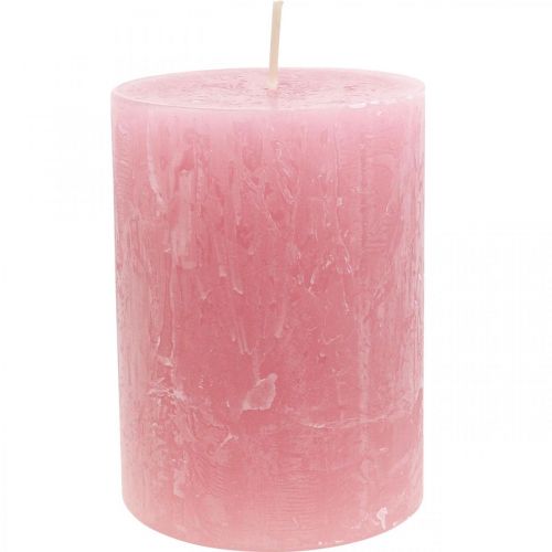 Article Bougies colorées unies Vieux rose Bougie rustique 80×110mm 4pcs