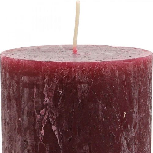 Article Bougies piliers de couleur unie Bourgogne rustique 80×110mm 4pcs