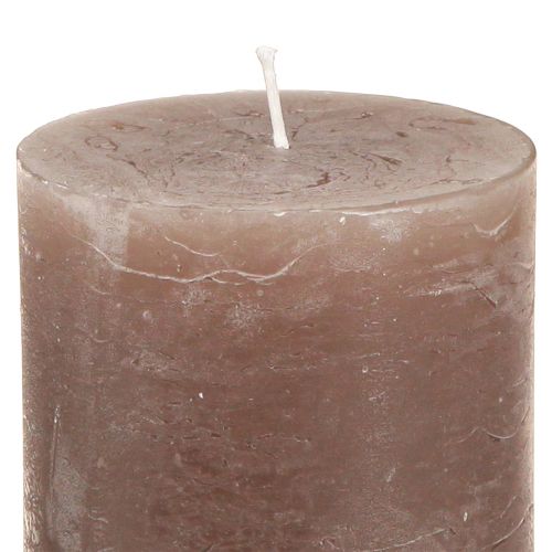 Article Bougies piliers unies 3 couleurs marron 70×80mm 12 pcs
