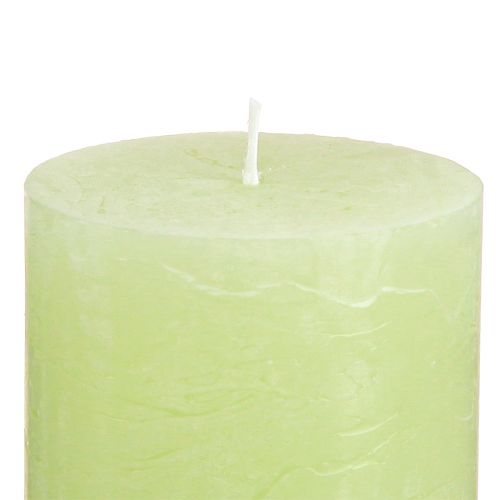Article Bougies piliers bougies unies vert citron 70×80mm 4 pcs