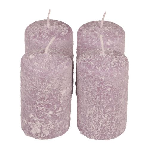 Floristik24 Bougies piliers Bougies de Noël d&#39;hiver violet 60×100mm 4 pcs