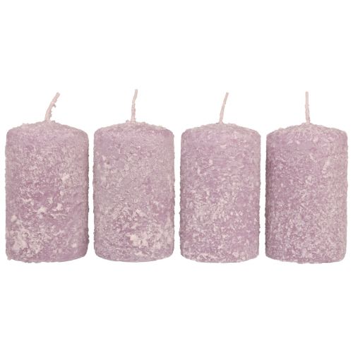 Floristik24 Bougies piliers Bougies de Noël d&#39;hiver violet 60×100mm 4 pcs