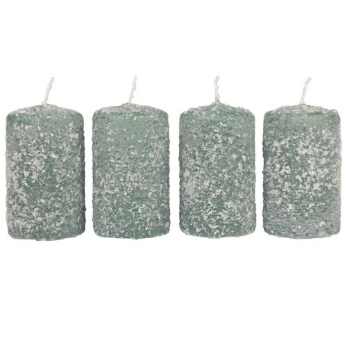 Floristik24 Bougies piliers Bougies de Noël d&#39;hiver vert 60×100mm 4pcs