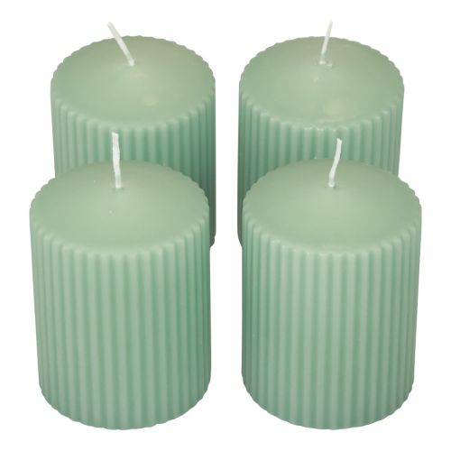 Bougies piliers bougies rainurées vert émeraude 70/90mm 4pcs