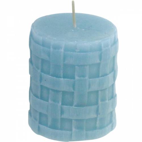 Article Bougies pilier Rustique 80/65 bougie de décoration bleu clair bougie 2pcs