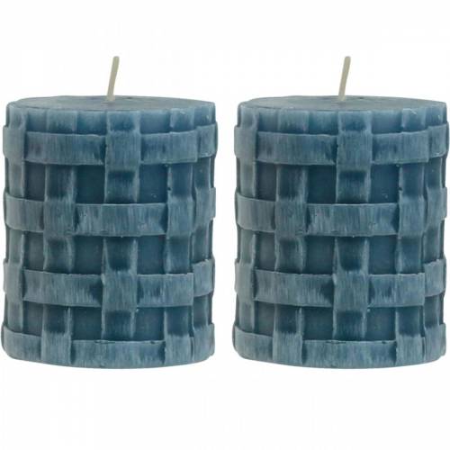 Floristik24 Bougies piliers Rustique Bleu 80/65 Bougies rustiques 2 pcs