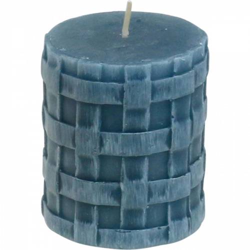 Floristik24 Bougies piliers Rustique Bleu 80/65 Bougies rustiques 2 pcs
