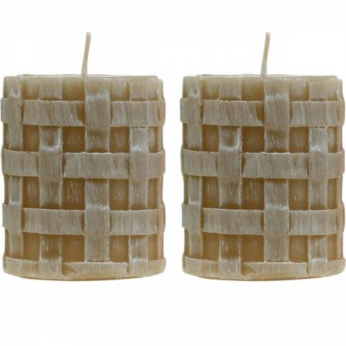 Bougies piliers brun rustique 80/65 bougies bougies rustiques décoration 2pcs