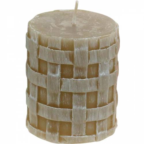 Floristik24 Bougies piliers Rustic Brown 80/65 bougies décoration de bougies rustiques 2 pcs