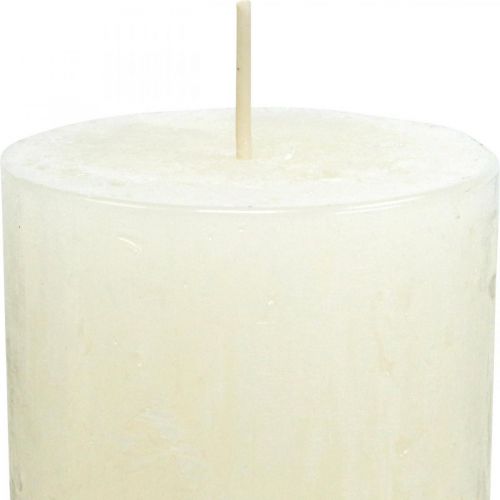 Article Bougies piliers Bougies de l'Avent de couleur rustique blanc 70/110mm 4pcs