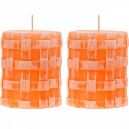 Bougies pilier Rustic Orange 80/65 bougie bougies de cire rustique 2pcs