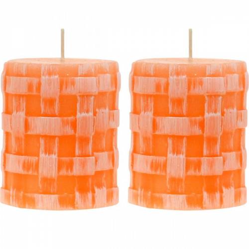 Floristik24 Bougies pilier Rustic Orange 80/65 bougie bougies de cire rustique 2pcs