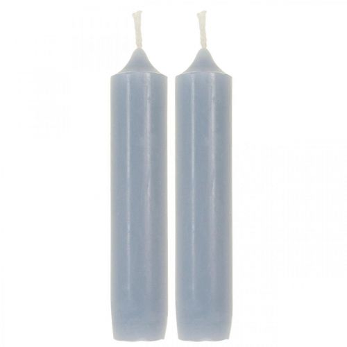Floristik24 Bougies piliers bleu clair, courtes, Ø2,2cm, H11cm, 6 pièces