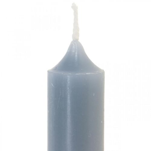 Bougies piliers bleu clair, courtes, Ø2,2cm, H11cm, 6 pièces