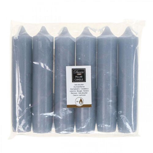 Floristik24 Bougies piliers bleu clair, courtes, Ø2,2cm, H11cm, 6 pièces