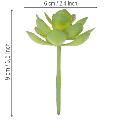 Kunstpflanze Sukkulente verte en plastique 9 cm pour décoration intérieure | Floristik24.fr