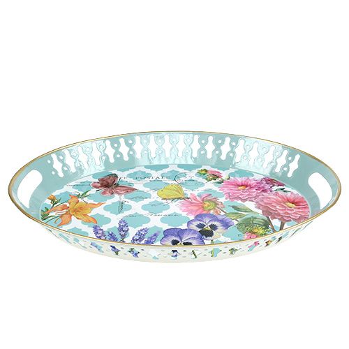 Floristik24 Plateau oval motif floral 42 x 33 cm
