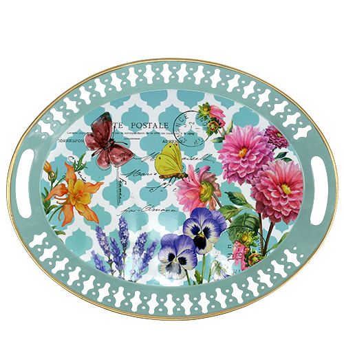 Floristik24 Plateau oval motif floral 42 x 33 cm