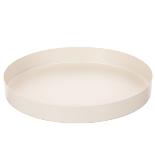 Plateau décoratif rond en métal 20 cm crème pour intérieur acheter | Floristik24.fr