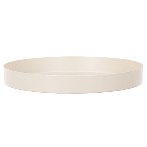 Plateau décoratif rond en métal 20 cm crème pour intérieur | Floristik24.fr