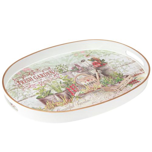 Floristik24 Plateau ovale avec anse Fresh Garden Vintage 39x27x3,5cm