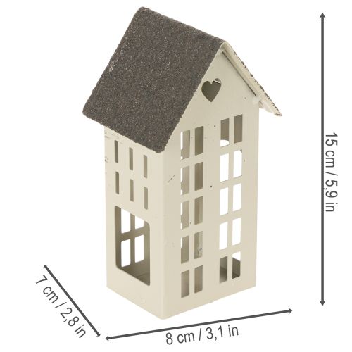 Ensemble de maisons en métal avec plateau, 3 pièces, gris, 35 cm | Floristik24.fr