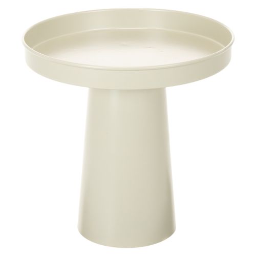 Plateau décoratif sur pied en métal beige-gris 20 cm pour bougies et figurines