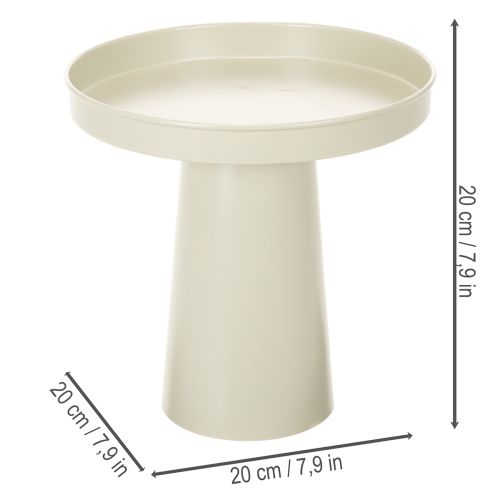 Plateau décoratif sur pied en métal beige-gris 20 cm pour bougies et figurines | Floristik24.fr