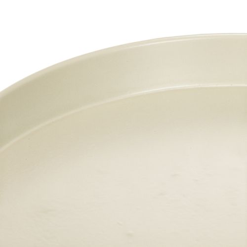 Plateau décoratif sur pied en métal beige-gris 20 cm pour bougies et figurines | Floristik24.fr