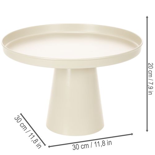 Plateau rond crème en métal, 30 cm, sur pied pour décoration intérieure | Floristik24.fr