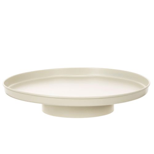 Plateau décoratif rond en métal beige 30 cm pour plantes et bougies