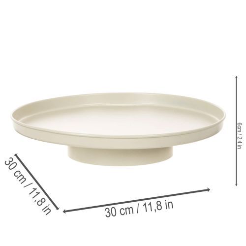Plateau décoratif rond en métal beige 30 cm pour plantes et bougies | Floristik24.fr