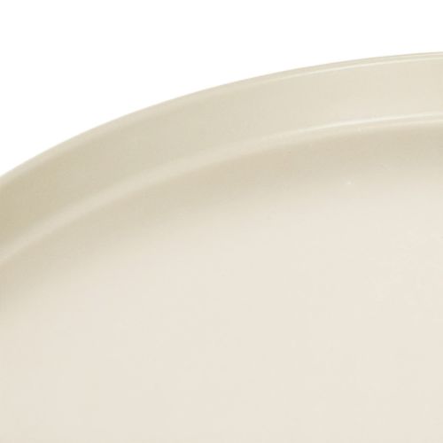 Plateau décoratif rond en métal beige 30 cm pour plantes et bougies | Floristik24.fr